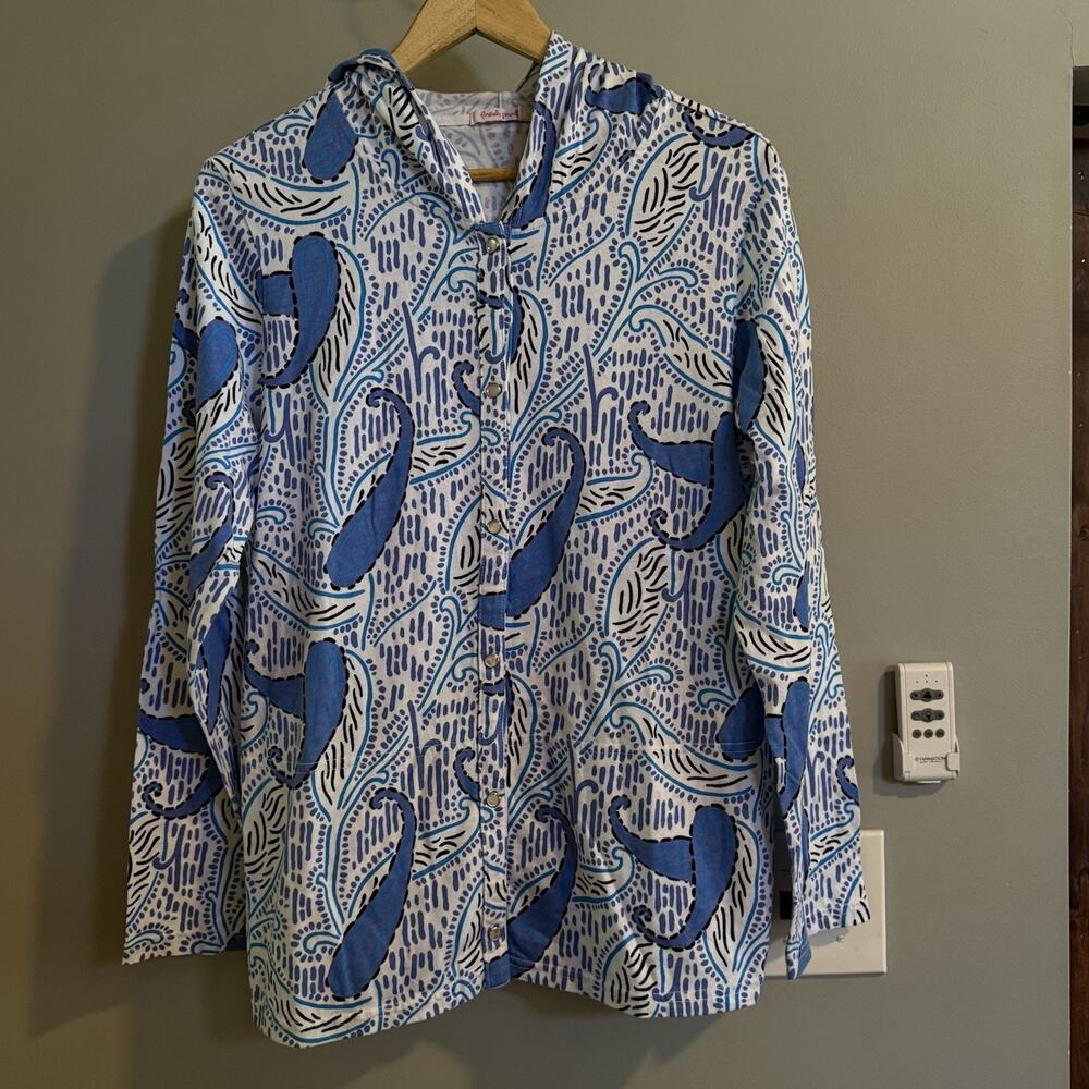 Fresh Produce Top Hoodie Pearl Snap Down Paisley USA Made Women’s XL USA‎